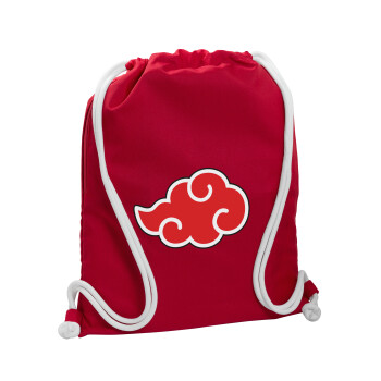 Naruto  Akatsuki Cloud, Τσάντα πλάτης πουγκί GYMBAG Κόκκινη, με τσέπη (40x48cm) & χονδρά κορδόνια
