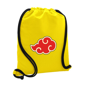 Naruto  Akatsuki Cloud, Τσάντα πλάτης πουγκί GYMBAG Κίτρινη, με τσέπη (40x48cm) & χονδρά κορδόνια