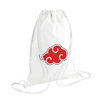 Naruto  Akatsuki Cloud, Τσάντα πλάτης πουγκί GYMBAG λευκή (28x40cm)