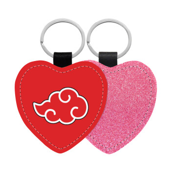 Naruto  Akatsuki Cloud, Μπρελόκ PU δερμάτινο glitter καρδιά ΡΟΖ