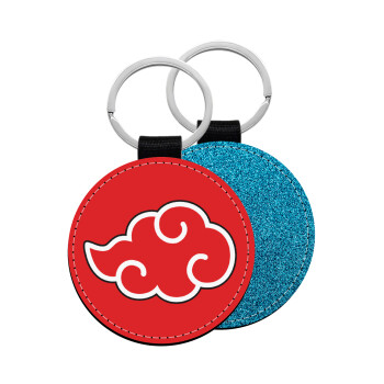 Naruto  Akatsuki Cloud, Μπρελόκ Δερματίνη, στρογγυλό ΜΠΛΕ (5cm)