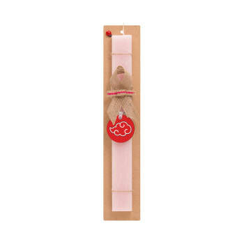 Naruto  Akatsuki Cloud, Easter Set, wooden keychain & scented flat Easter candle (30cm) (PINK)