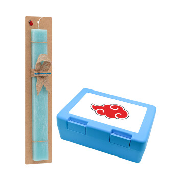 Naruto  Akatsuki Cloud, Easter Set, children's snack container BLUE & Easter aromatic flat candle (30cm) (TURQUOISE)