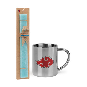 Naruto  Akatsuki Cloud, Easter Set, metallic thermal cup (300ml) & aromatic flat Easter candle (30cm) (TURQUOISE)