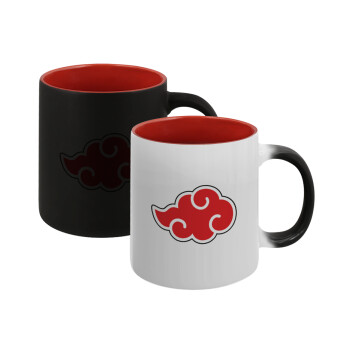 Naruto  Akatsuki Cloud, Κούπα Μαγική εσωτερικό κόκκινο, κεραμική, 330ml που αλλάζει χρώμα με το ζεστό ρόφημα