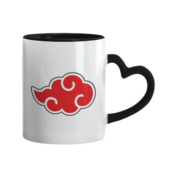 Naruto  Akatsuki Cloud, Κούπα καρδιά χερούλι μαύρη, κεραμική, 330ml