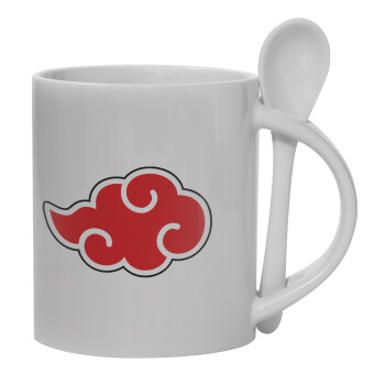 Naruto  Akatsuki Cloud, Ceramic coffee mug with Spoon, 330ml (1pcs)