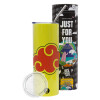 Neon Yellow Travel Tumbler θερμό, μεταλλικό καλαμάκι(Ανωξείδωτο 304 Food grade, BPA free, 600ml)
