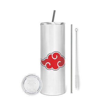 Naruto  Akatsuki Cloud, Eco friendly stainless steel tumbler 600ml, with metal straw & cleaning brush