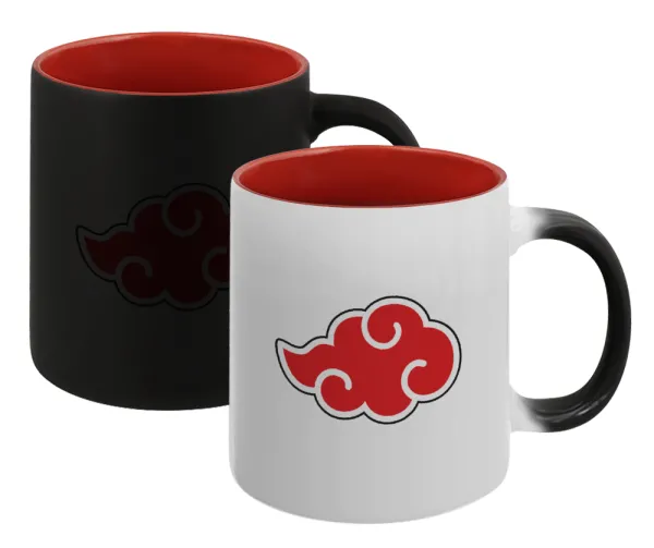 Naruto  Akatsuki Cloud — Κούπα Μαγική εσωτερικό κόκκινο, κεραμική, 330ml που αλλάζει χρώμα με το ζεστό ρόφημα