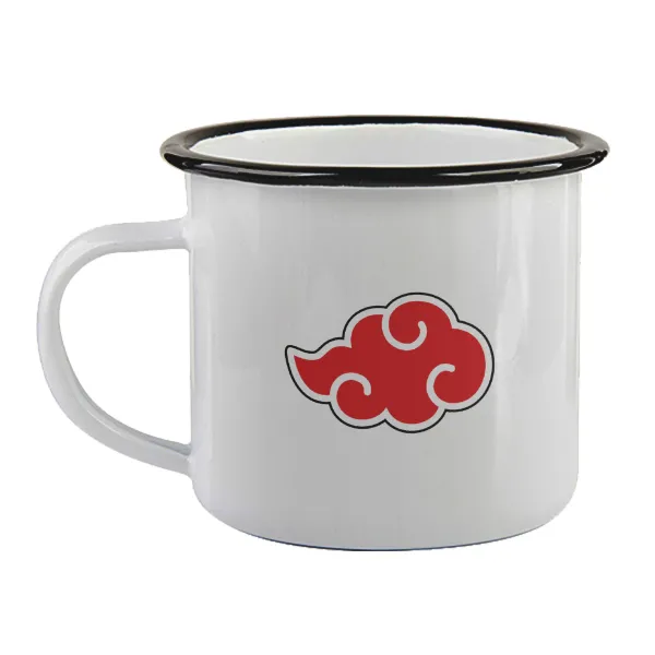 Naruto  Akatsuki Cloud — Enamel mug with black rim, 360ml