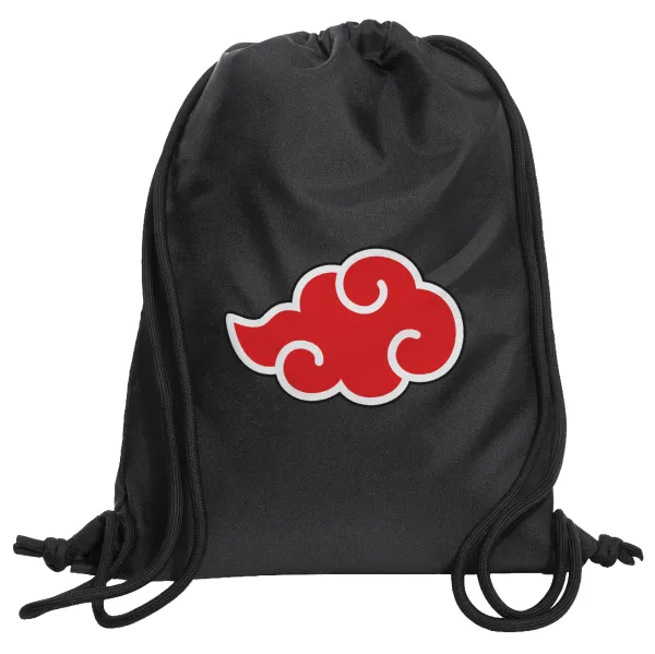 Naruto  Akatsuki Cloud — Τσάντα πλάτης πουγκί GYMBAG Μαύρη, με τσέπη (40x48cm) & χονδρά κορδόνια