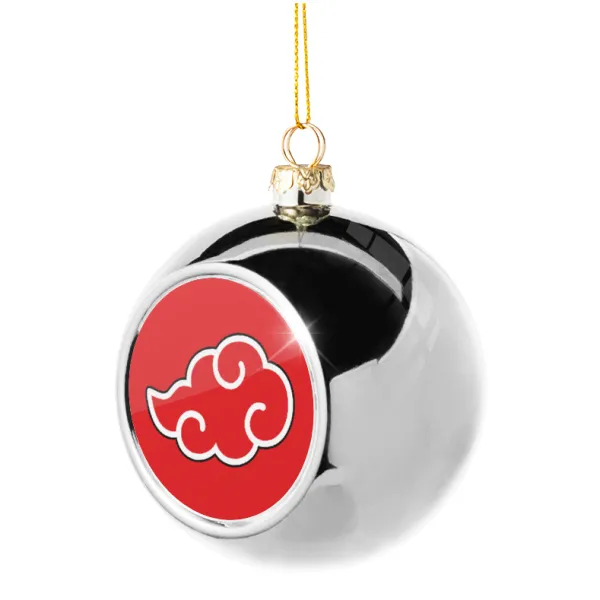 Naruto  Akatsuki Cloud — Στολίδι Χριστουγεννιάτικη μπάλα δένδρου Ασημένια 8cm