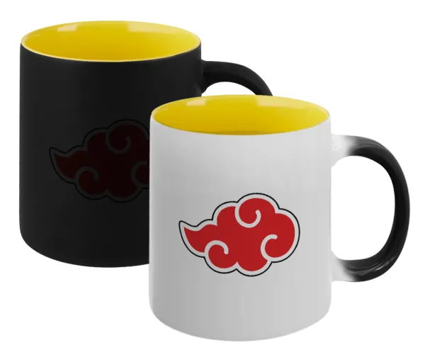 Naruto  Akatsuki Cloud — Κούπα Μαγική εσωτερικό κίτρινη, κεραμική 330ml που αλλάζει χρώμα με το ζεστό ρόφημα