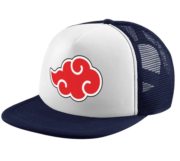 Naruto  Akatsuki Cloud — Adult Soft Trucker Hat with Dark Blue/White Mesh (POLYESTER, ADULT, UNISEX, ONE SIZE)