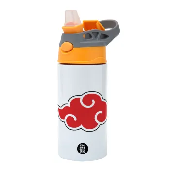 Naruto  Akatsuki Cloud, Παιδικό παγούρι θερμό, ανοξείδωτο, με καλαμάκι ασφαλείας, Πορτοκαλί/Γκρι (360ml) BPA-FREE