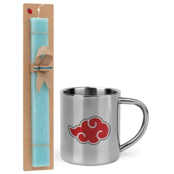 Naruto  Akatsuki Cloud, Easter Set, metallic thermal cup (300ml) & aromatic flat Easter candle (30cm) (TURQUOISE)