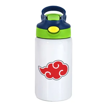 Naruto  Akatsuki Cloud, Children's hot water bottle, stainless steel, with safety straw, green, blue (350ml)