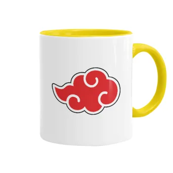 Naruto  Akatsuki Cloud, Κούπα χρωματιστή κίτρινη, κεραμική, 330ml