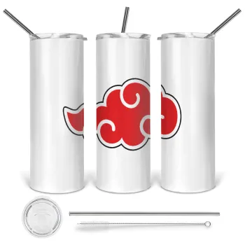 Naruto  Akatsuki Cloud, Tumbler ποτήρι θερμό από ανοξείδωτο ατσάλι 600ml, με μεταλλικό καλαμάκι & βούρτσα καθαρισμού