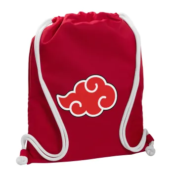 Naruto  Akatsuki Cloud, Τσάντα πλάτης πουγκί GYMBAG Κόκκινη, με τσέπη (40x48cm) & χονδρά κορδόνια