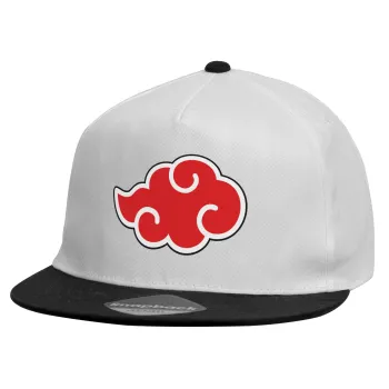 Naruto  Akatsuki Cloud, Child's Flat Snapback Hat, White (100% COTTON, CHILDREN'S, UNISEX, ONE SIZE)