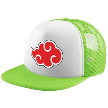 Naruto  Akatsuki Cloud, Child's Soft Trucker Hat with Green/White Mesh (POLYESTER, CHILDREN'S, ONE SIZE)