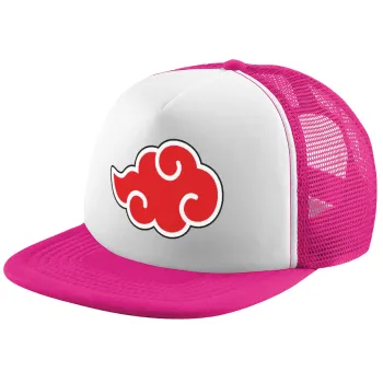 Naruto  Akatsuki Cloud, Child's Soft Trucker Hat with Pink/White Mesh (POLYESTER, CHILD, ONE SIZE)