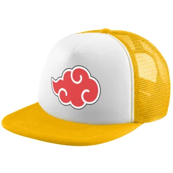 Naruto  Akatsuki Cloud, Καπέλο Ενηλίκων Soft Trucker με Δίχτυ Κίτρινο/White (POLYESTER, ΕΝΗΛΙΚΩΝ, UNISEX, ONE SIZE)