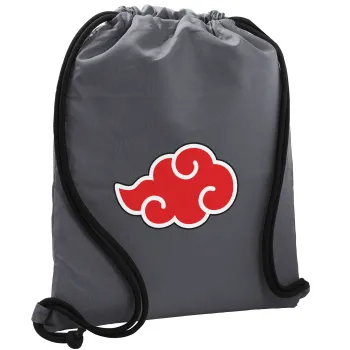 Naruto  Akatsuki Cloud, Backpack pouch GYMBAG GREY, with pocket (40x48cm) & thick cords