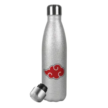 Naruto  Akatsuki Cloud, Metallic Glitter Silver Thermos Flask (Stainless steel), double-walled, 500ml