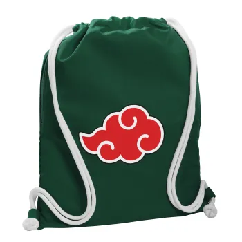 Naruto  Akatsuki Cloud, Τσάντα πλάτης πουγκί GYMBAG BOTTLE GREEN, με τσέπη (40x48cm) & χονδρά λευκά κορδόνια