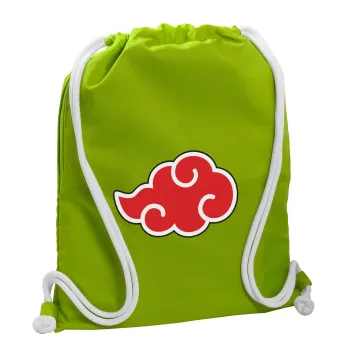 Naruto  Akatsuki Cloud, Backpack bag GYMBAG LIME GREEN, with pocket (40x48cm) & thick cords