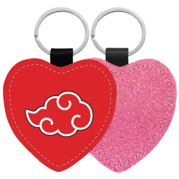 Naruto  Akatsuki Cloud, Μπρελόκ PU δερμάτινο glitter καρδιά ΡΟΖ