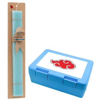 Naruto  Akatsuki Cloud, Easter Set, children's snack container BLUE & Easter aromatic flat candle (30cm) (TURQUOISE)