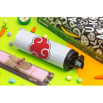 Naruto  Akatsuki Cloud, Πασχαλινή Λαμπάδα με Travel Tumbler θερμό με διπλό καπάκι (600ml, BPA free) & κερί αρωματικό πλακέ (30cm) (ΡΟΖ)