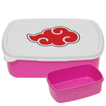 Naruto  Akatsuki Cloud, ΡΟΖ παιδικό δοχείο φαγητού (lunchbox) πλαστικό (BPA-FREE) Lunch Βox M18 x Π13 x Υ6cm