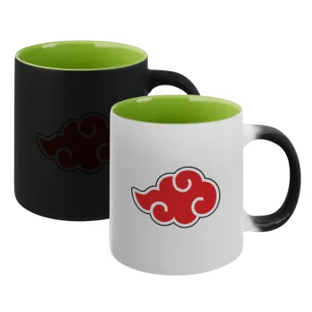 Naruto  Akatsuki Cloud, Κούπα Μαγική εσωτερικό πράσινο, κεραμική 330ml που αλλάζει χρώμα με το ζεστό ρόφημα