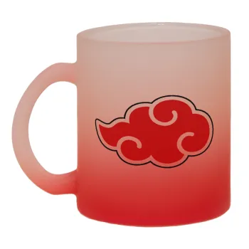 Naruto  Akatsuki Cloud, Κούπα γυάλινη δίχρωμη με βάση το κόκκινο ματ, 330ml