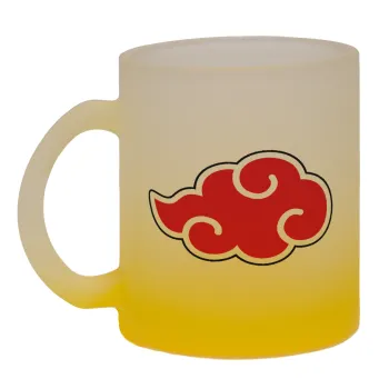 Naruto  Akatsuki Cloud, Κούπα γυάλινη δίχρωμη με βάση το κίτρινο ματ, 330ml