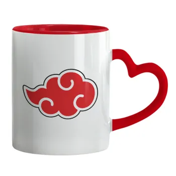 Naruto  Akatsuki Cloud, Mug heart red handle, ceramic, 330ml