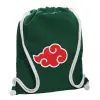 Backpack pouch GYMBAG BOTTLE GREEN, with pocket (40x48cm) & thick white cords