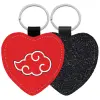 Μπρελόκ PU δερμάτινο glitter καρδιά ΜΑΥΡΟ