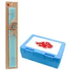 Easter Set, children's snack container BLUE & Easter aromatic flat candle (30cm) (TURQUOISE)