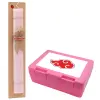 Easter Set, children's snack container PINK & scented flat Easter candle (30cm) (PINK)