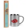 Easter Set, metallic thermal cup (300ml) & aromatic flat Easter candle (30cm) (TURQUOISE)