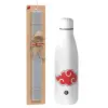 Easter Set, metallic stainless thermos bottle (500ml) & scented flat Easter candle (30cm) (GRAY)