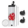 Travel Tumbler 2 Lids, with metal straw & cleaning brush (Stainless steel 304 Food grade, BPA free, 600ml)