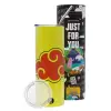 Neon Yellow Travel Tumbler, with metal straw (Stainless steel 304 Food grade, BPA free, 600ml)