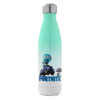 Fortnite Bus, Metal mug thermos Green/White (Stainless steel), double wall, 500ml